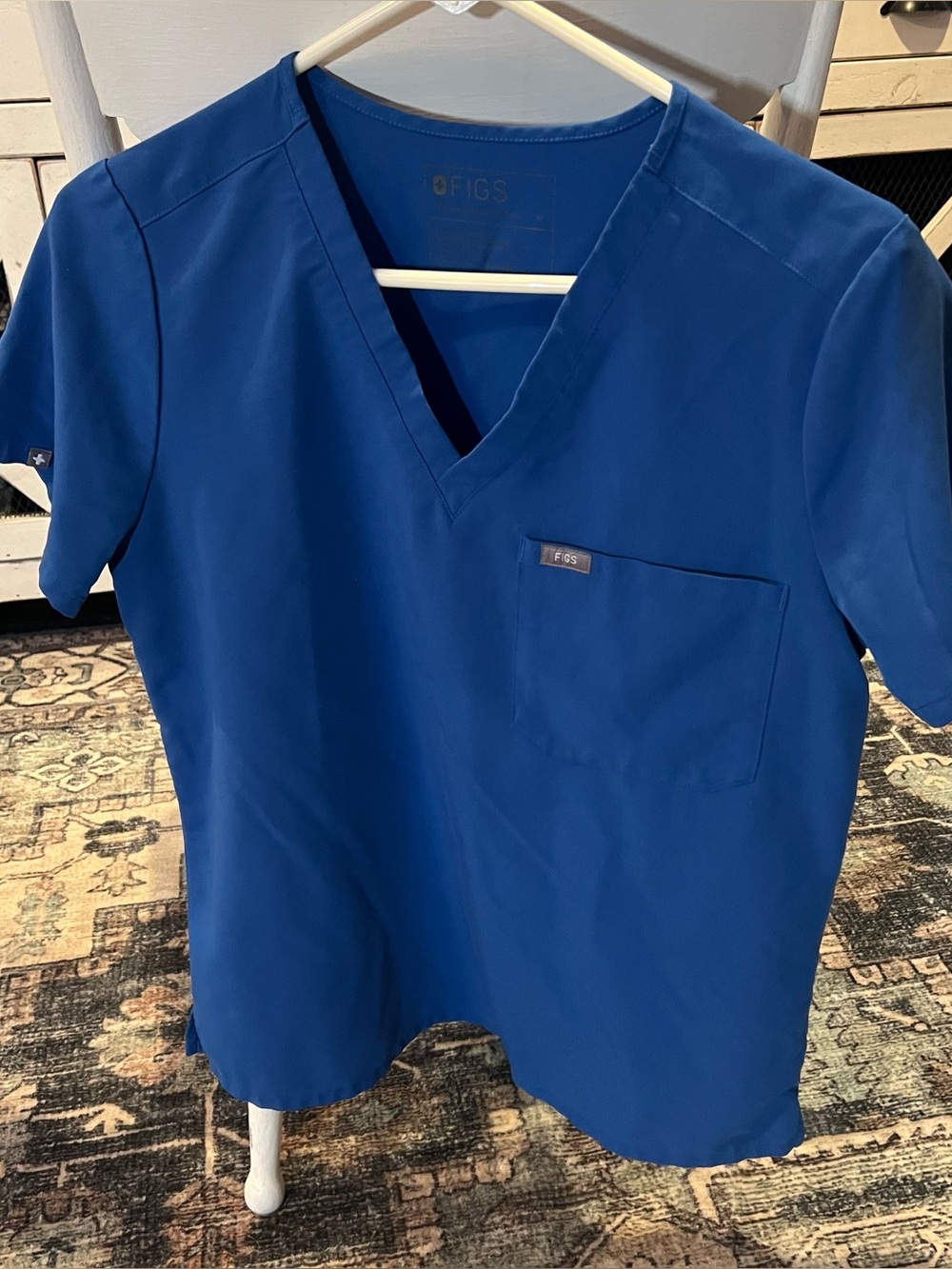Figs Women's V-Neck Scrub Top in Royal Blue